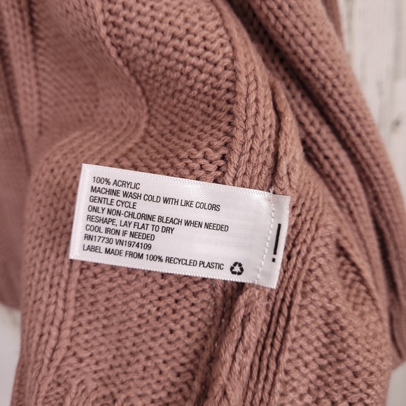 Wild Fable Open Front Cable Knit Mauve LS Cardigan - Picture 5 of 7